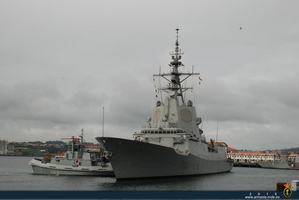 The frigate has set sail from Ferrol towards Scotland to participate in NATO manoeuvers