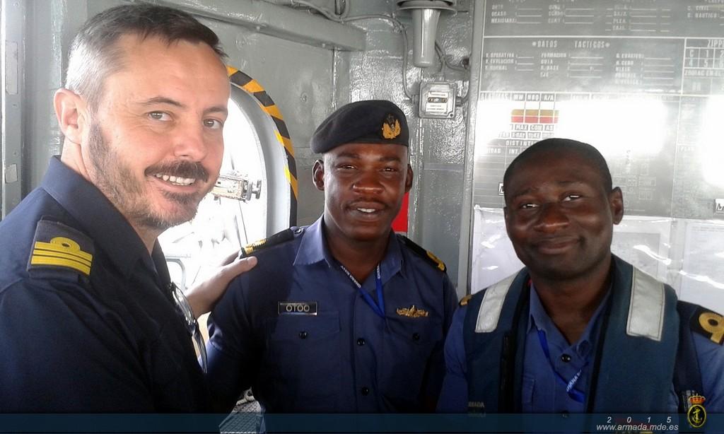 The Commanding Officer welcomed two Ghanaian Navy officers on board