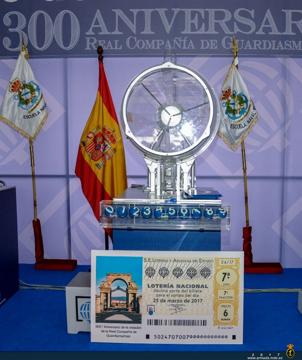  Boleto realizado para conmemorar el 300 Aniversario de la Real Compañía de Guardiamarinas