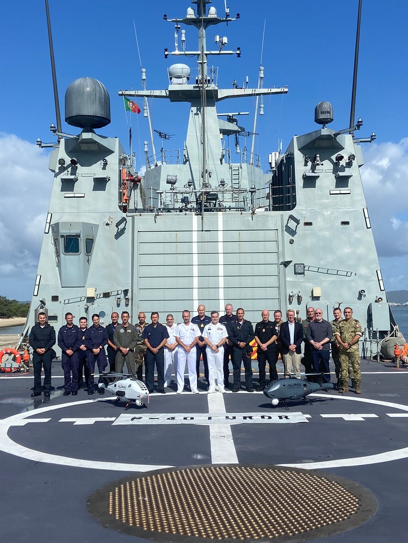 The ship’s CO with the crews of the unmanned vehicles