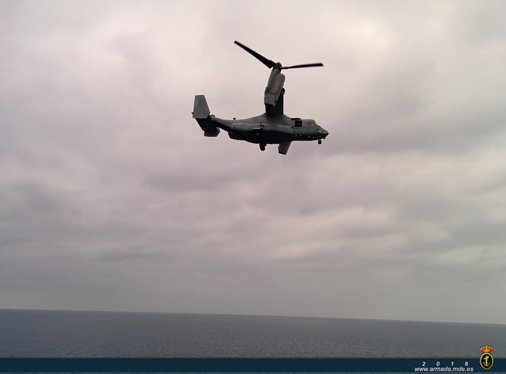 Primer despliegue de un escuadrón de ‘Ospreys’ a bordo del Juan Carlos I