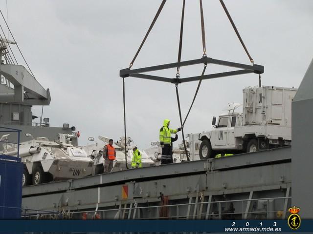 Unloading vehicles on the deck