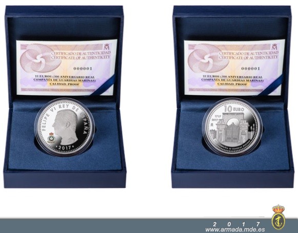 Moneda conmemorativa 300 Aniversario de la Real Compañía de Guardiamarinas y estuche