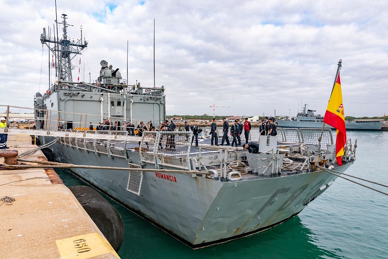 Frigate ‘Numancia’ arriving at Rota Naval Base.