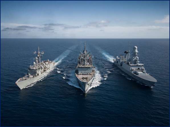 RAS with frigates ‘Santa María’ and ‘Chevalier Paul’ during FLOTEX.