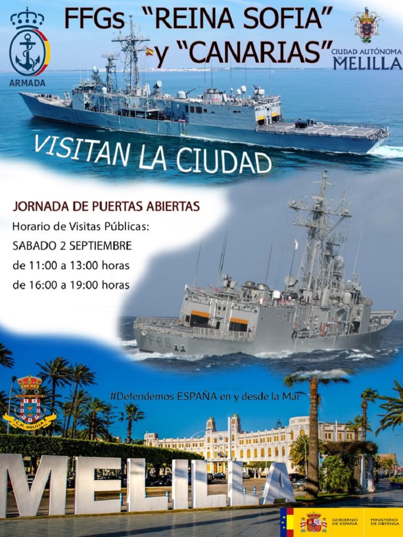 Cartel anunciador de la visita de las Fragatas "Reina Sofía" y "Canarias" a la ciudad autónoma de Melilla