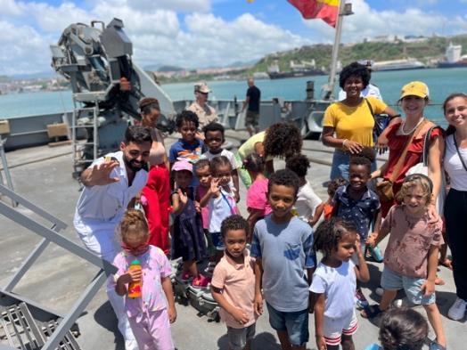 School children visiting the ship.