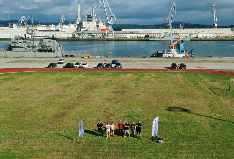 Foto desde dron en sesión práctica del Curso PILOTO DE DRONES CON DJI PHANTOM4 PRO AVANZADO de la OAP en Ferrol