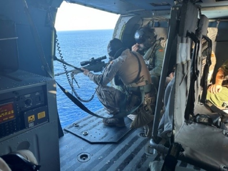 Firing exercise from the ship’s helicopter